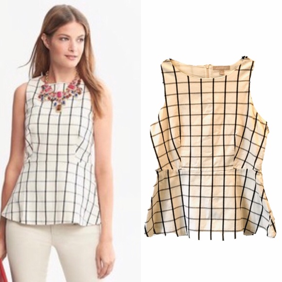 Banana Republic Tops - Banana Republic Peplum Window Pane Sleeveless Top